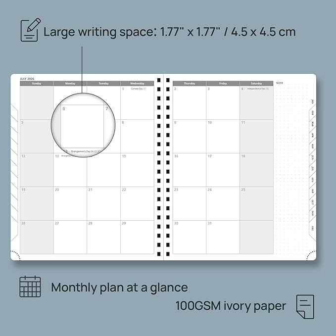 POPRUN 2026 Planner (Large - 8.5" x 10.5") with Hourly Schedule, Vertical Layout - 2026 Weekly Calendar (Jan. 2026 - Dec.2026) for Time Management, Monthly Tabs, Spiral Bound, Soft Cover - Pacific Green