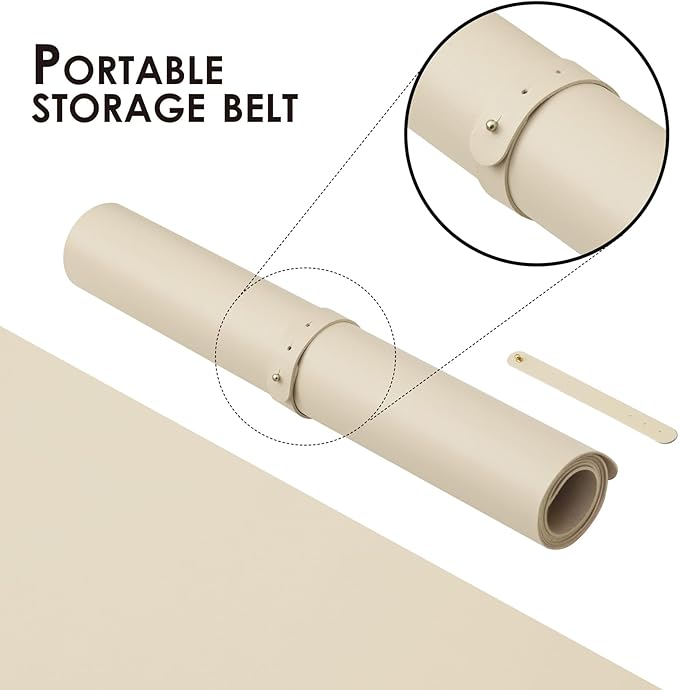 Leather Desk Mat - Non-Slip PU Desk Pad for Office and Home - Desk Organization and Accessories - Ideal for Large Mouse Pad and Desk Mats on Top of Desks (Beige,27.6"x 13.8")