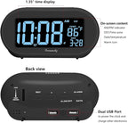 DreamSky Alarm Clocks for Bedrooms, Auto Set Digital Desk Clock for Bedside Nightstand, Electric Clock with Dimmable Brightness Dimmer, Auto DST, USB Port, Date, Temperature, Snooze