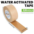 ADHES Water Activated Tape 2" x 55yds, 6 Rolls, Reinforced Kraft Gummed Paper Tape, Eco-Friendly, Strong Adhesive Shipping Tape for Packing, Shipping, Moving