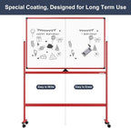 Rolling Whiteboard, 48x32 Inches Dry Erase Board with Stand, Magnetic Mobile Whiteboard on Wheels, Standing White Board for Office, School, Home, Large Double Sided White Board with Paper Pad