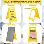 Funny Office Desk Accessories,Office Cubicle Decor Gift for Coworker HR Home Workspace Phone Holder Mirror Acrylic Table Signs,Work Humor Stress Relief Caution Desk Decor (Caution Overstimulated)