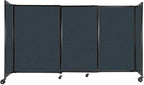Versare Straightwall Sliding Portable Wall Partition | Freestanding Office Dividers | Locking Wheels | Temporary Room Separator | 7'2" Wide x 4' Tall Blue Spruce Fabric Panels