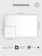 Bumusty Large Cork Board 36"x24" Alternative - 6 Pack Felt Wall Tiles with 40 Safe Removable Adhesive Tabs, 30 Pushpins, Cork Boards for Walls Pin Board Bulletin Board Office Decor (Milky White)