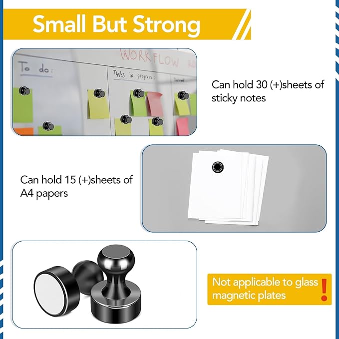LOVIMAG Fridge Magnets 60Pcs Refrigerator Whiteboard Small Strong Magnet Classroom Kitchen Accessories Decorative Locker Set Decor Must Haves Office Calendar Refrigerador Magnetic Cute Crafts Black