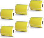BETCKEY - 4" x 6.5" Large Shipping Labels & Multipurpose Compatible with Zebra & Rollo Label Printer,Premium Adhesive & Perforated[Yellow, 6 Rolls, 1500 Labels]