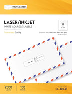 HOUSELABELS 20-up Shipping Labels (4" x 1") for Laser and Inkjet Printers, 400 Sheets