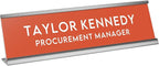 Custom Engraved Desk Plate | Personalized with your Name and Title | Perfect Decor for Office, Business, or Home | Multiple Font and Color Options | 2x8" or 2x10" (Orange w/White Letters, 2x8")