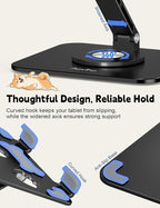 Aoviho Adjustable Tablet Stand for iPad - 360° Rotating Aluminum Desk Holder, Foldable Stable Stand for iPad Pro 12.9/11,Home Office & Travel,Great Gift for Mom & Teens, Black