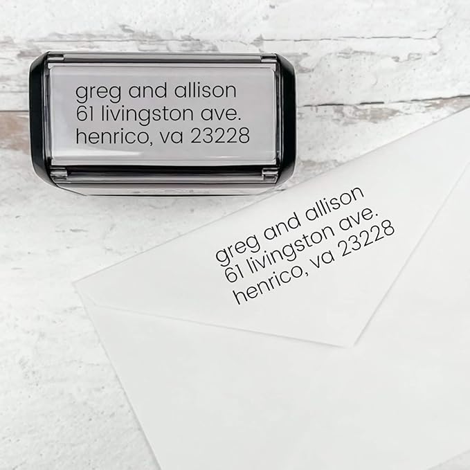 Self Inking Modern Address Stamps | Custom Return Address Stamper (Minimalist Left, Medium)