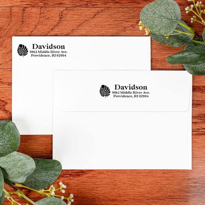 Custom Floral Address Stamp | Choose from 12 Designs | Multiple Ink Color Options | Envelope Return Address Stamp for Couple or Family (Design 7, Large)