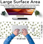 Cute Polka Dot Minimalist Green Keyboard Pad Simple & Atmospheric Desk Mat XL Large Mouse Pad for Women Office Desk Decor Desk Pad with Stitched Edges 31.5x11.8in, Computer Laptop Pad Gaming Mousepad