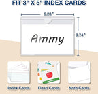H4D 24 Pack Labels for Storage Bins, 3" x 5" Plastic Clear Adhesive Index Card Holders, Tote Label Pockets for Organizing Storage, Library Card, Shelves