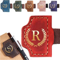 Personalized Mark Bookmark with Pen Holder, Leather Magnetic Book Marker 26 Letters,Custom Initials Page Marks, Gifts for Book Lovers Readers Men Women (Red, R)