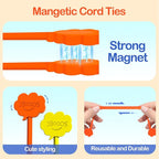 SOOOEC Snap On Magnetic Cable Ties, 32 Pack 7.2" Magnetic Cord Organizer Cute Cloud Design, Silicone Twist Ties with Strong Magnet for Bundling and Cable Management, Fridge Magnets, Assorted Colors.
