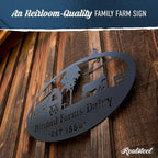 RealSteel Personalized Metal Farmhouse Sign - Custom Farm Scene Wall Art with Barn, Horse, Trees, and Fence - Custom Last Name & Established Date - Durable Outdoor Garden and Patio Decor