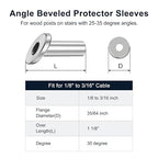 BLIKA 40 Pack 25 30 35 Degree 1/8" to 3/16" Angle Beveled Protector Sleeves for Stair Cable Railing, T316 Stainless Steel, Cable Railing Hardware Kit 30 Degree Angle Protector Sleeves for Wood Post