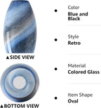 Fixture Replacement Globe Shade,Lampshade for E26 Base 1-5/8 Inch Fitter, Color Art Glass Oval Lampshade Cover for Pendant Kitchen Wall Sconce Chandelier Vanity Light (1, Blue and Black)
