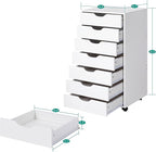 Naomi Home Debbie 7-Drawer Craft & Office Storage Cabinet, White – Rolling File Cabinet with Wheels, Chic Design for Supplies & Folders, 15.7" D x 18.9" W x 34.2" H