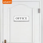 ASAVI “OFFICE” Acrylic Door Sign – Waterproof & Fade-Resistant Office Label with Strong Adhesive + Pre-Drilled Holes (8.7"x3") | Ideal for Doors and Walls in Offices, Lobbies, and Workspaces (White)