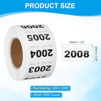 PATIKIL 0.8 x 1.6 Inch Inventory Number Sticker, 2 Roll 2001 to 3000 Consecutive Number Labels Self-Adhesive Labels Tag 1000 Stickers for Office Warehouse Numbering Classification, Black