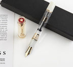 JINHAO 1935 Fountain Pen TIANDAO Series #8 Nib Ink Pen with Guitar-Shaped Clip and Ink Converter (F Nib 0.5mm, Ivory White)