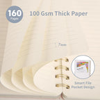 Spiral Notebook-5.75" x 8.125" College Ruled Journal with Inner Pockets and 160 Pages,PU Leather Cover Business Journal, Twin-Wire Binding Notebook Perfect for Office & Home School Supplies 2 pack Reefblue/Black