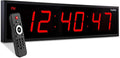 Ivation Oversized 24" Large Digital LED Clock | Big Digital Clock w/Multi-Function Display – Stopwatch, Timer, Alarms, Temp & Date | 6 Brightness Levels, Time Memory & Remote (Red)