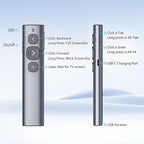 Norwii N95 Presentation Clicker, PowerPoint Clicker for Presentation Remote, Rechargeable Wireless Presenter Pointer, Slide Advancer for PC/Laptop/e-Book (BLE&USB-A&C, Green Light)
