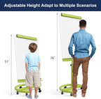 TSJ OFFICE Rolling Whiteboard Standing - 40 x 26 Inches Magnetic Mobile White Board with Stand, Height Adjustable Dry Erase Board on Wheels with Paper Clamp on Top, Green