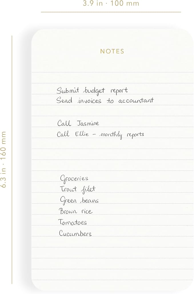 Pinesman - Elegant Desk Notepads for Professionals, Executive's Memo Pads, Minimalist, Gold Foiled, Lined Layout, 3 Pack, 225 Sheets Total (75 Each), 6.3" x 3.9”, 80 GSM, Eco-friendly, FSC™ Certified