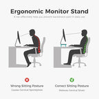loukin Dual Monitor Stand Riser for Desk, 43.6"*8.2"*3.2" Large Computer Stand for 2 Monitors, Laptop, Printer, Length and Angle Adjustable Computer Shelf, Home Office,Max 43.6" Length(Brown)