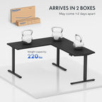 FLEXISPOT L Shaped Standing Desk, 63 x 47 Inch Electric Height Adjustable Corner Desk, Sit Stand Computer Workstation, Preset Controller, Home Office, Black Frame with Black Top, Black Drawer