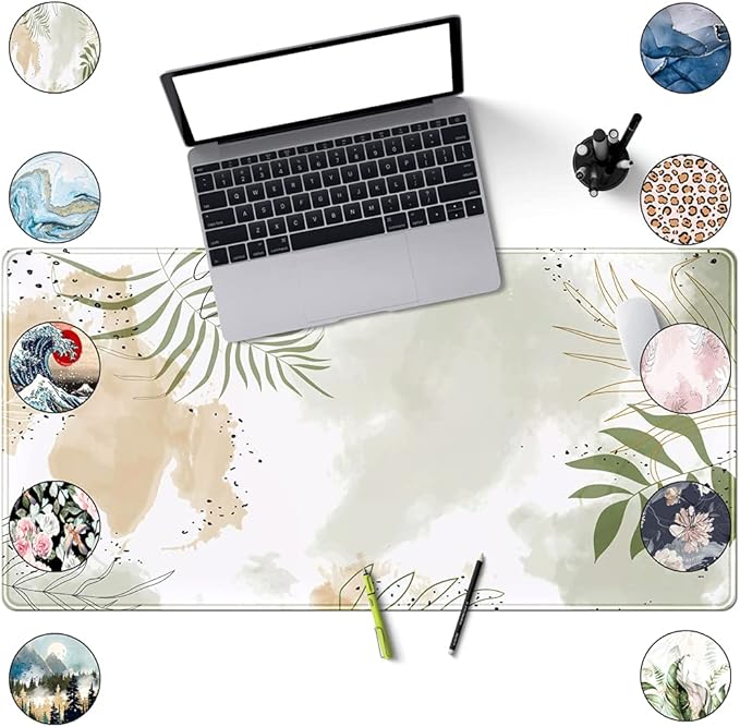 Keyboard mat Kawaii Mousepad Matcha Green Plant Abstract Accessories Desk pad Mouse mat for Desktop Gamer Girl Office Accessories for Women Pink Desk Organizer Large Gaming Pads …