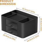 Marbrasse Pen Organizer with 2 Drawer, Multi-Functional Pencil Holder for Desk, Desk Organizers and Accessories with 5 Compartments + Drawer for Office Art Supplies (Black)