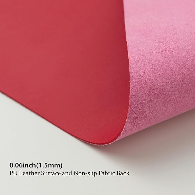 Leather Desk Mat - Non-Slip PU Desk Pad for Office and Home - Desk Organization and Accessories - Ideal for Large Mouse Pad and Desk Mats on Top of Desks (Rose Red,36"x 17")