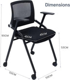 20 Pack Foldable Office Chairs with Wheels, Mesh Back, Arms and Portable - Folding Office Chairs Stackable for Conference Room Chair, Office Guest & Reception & Meeting Chair - (Black) 300 lbs.