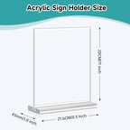 Yeahjiae 3 Pack T-Shaped Acrylic Sign Holder 8.5 x 11, Double Sided Clear Stand for Letter Size Paper, Essential Office Supplies for Menu, Tabletop, Counter & Wall Display, Garage Sale & Picture Frame for Office, Restaurant, Store, Home