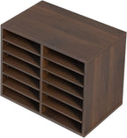 VEVOR Literature Organizers, 12 Compartments Office Mailbox with Adjustable Shelves, Wood Literature Sorter 20.4x12x16.1 inches for Office, Home, Classroom, Mailrooms Organization, EPA Certified Brown