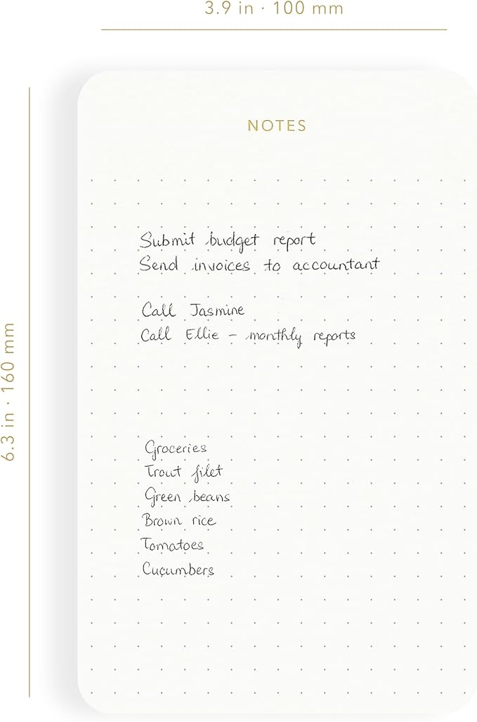 Pinesman - Elegant Desk Notepads for Professionals, Executive's Memo Pads, Minimalist, Gold Foiled, Dotted Layout, 5 Pack, 375 Sheets Total (75 Each), 6.3" x 3.9”, 80 GSM, Eco-friendly, FSC™ Certified