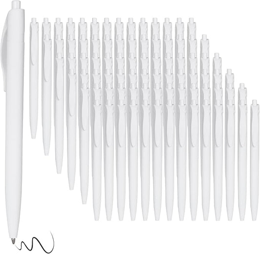 BallPoint Pens, 100 Pack (BLACK Ink),Bulk Pens, White Barrel,Click Pens for Office Home and School, Retractable Ballpoint Pens, Medium Point, 1.00MM (White)