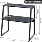 Arbuxzuy Printer Stand, Desktop Printer Shelf, 3 Tier Desk Shelf for top of Desk, Large Printer Stands Office Organization Shelves for Home Office Printer Fax Book, Black