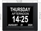 TMC 8 Inch Dementia Clock for Seniors – Large Auto-Dimming Calendar Display with Date & Time, Multi-Language Support, Medicine Reminders & Alarms – Wall or Desk Mount, Integrated Stand (Black, SD)