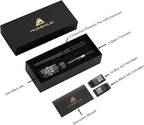HUASHILAI Luxury Matte Black Forest Fountain Pen Set,Titanium Black Extra Fine and Medium Nibs,Includes 2 Ink Converters,10 Ink Cartridges,15ml ink，Premium Gift Case for Calligraphy (Medium Nib)