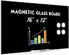 Magnetic Glass Whiteboard for Wall, 16" x 12" Glass Dry Erase Board, Large Frameless White Board for Home and Office - Black