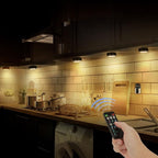 Battery Operated Puck Lights with Remote LED Under Cabinet Lighting Wireless Stick on Lights Color Changing Timer Tap Lights for Cabinets Shelves Closets Display Case - 2Pack Black