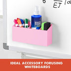 Banafich Magnetic Dry Erase Marker Holder, Acrylic Magnet Pen Holder for Whiteboard, Refrigerator, Magnetic Fridge Organizer for Office, Classroom, Whiteboard Maker Holder, Locker Organizer-Pink
