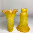 Bieye LS98 Lily Flower Blown Glass Lampshade (Yellow, Opening I.D. 1.26" x O.D. 1.5")