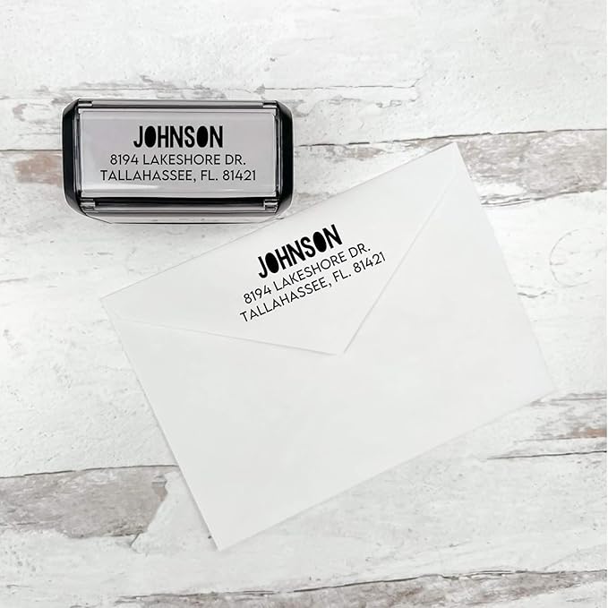 Self Inking Modern Address Stamps | Custom Return Address Stamper (Colorblock, Large)
