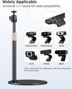 Webcam Tripod Stand for Desk Height Adjustable & 360° Swivel Webcam Mount Compatible with Logitech Webcam C922 C930e C920S C920 C615 C960 NexiGo N60 and BRIO and Other Devices with 1/4" Thread
